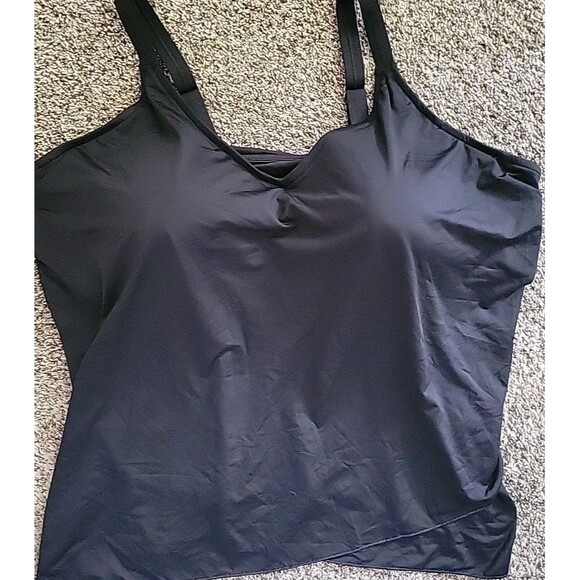 Lands End Women's 3X DD 24/26W V-Neck Swim Top BLACK Solid Padded Bra S451 - Picture 6 of 6